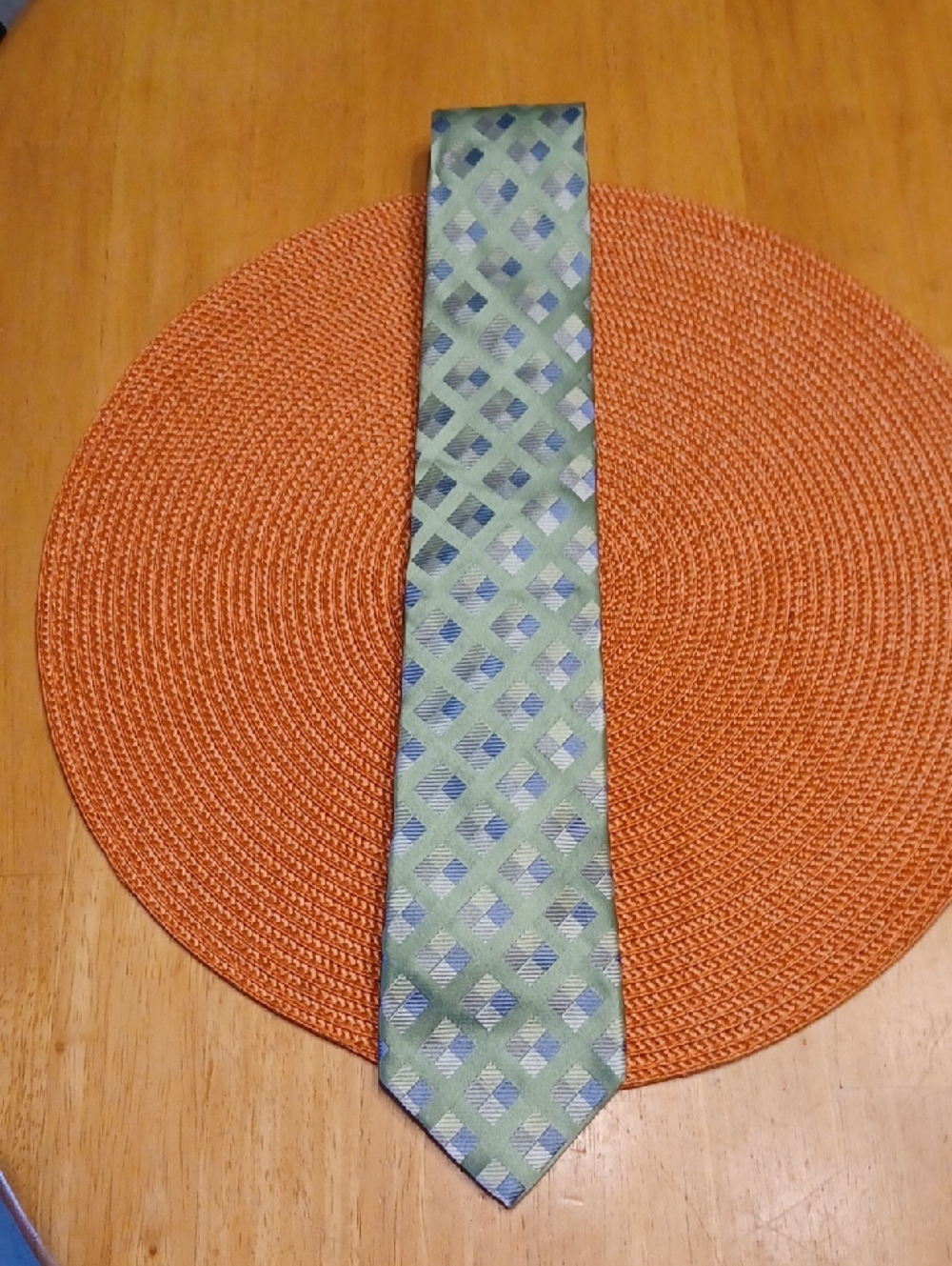 Michael Kors Green and Blue Geometric 100% Silk Neck Tie